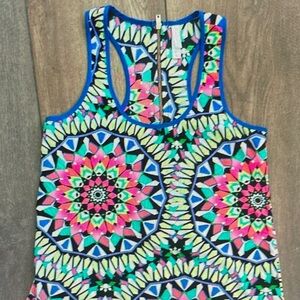Xhilaration Multicolor Geometric Racerback Tank Top - Pink Blue Green